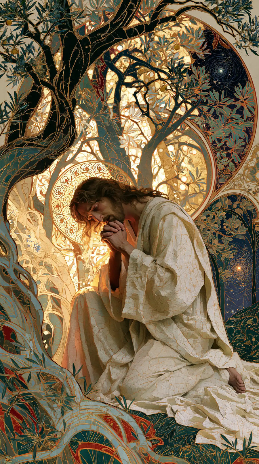 Jesus in Gethsemane - Sacred Art Nouveau · Portrait n° 6