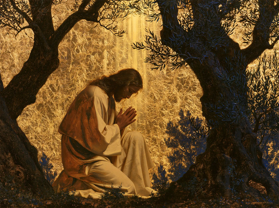Jesus in Gethsemane — The Bowed Brow before the Sunlit Garden
