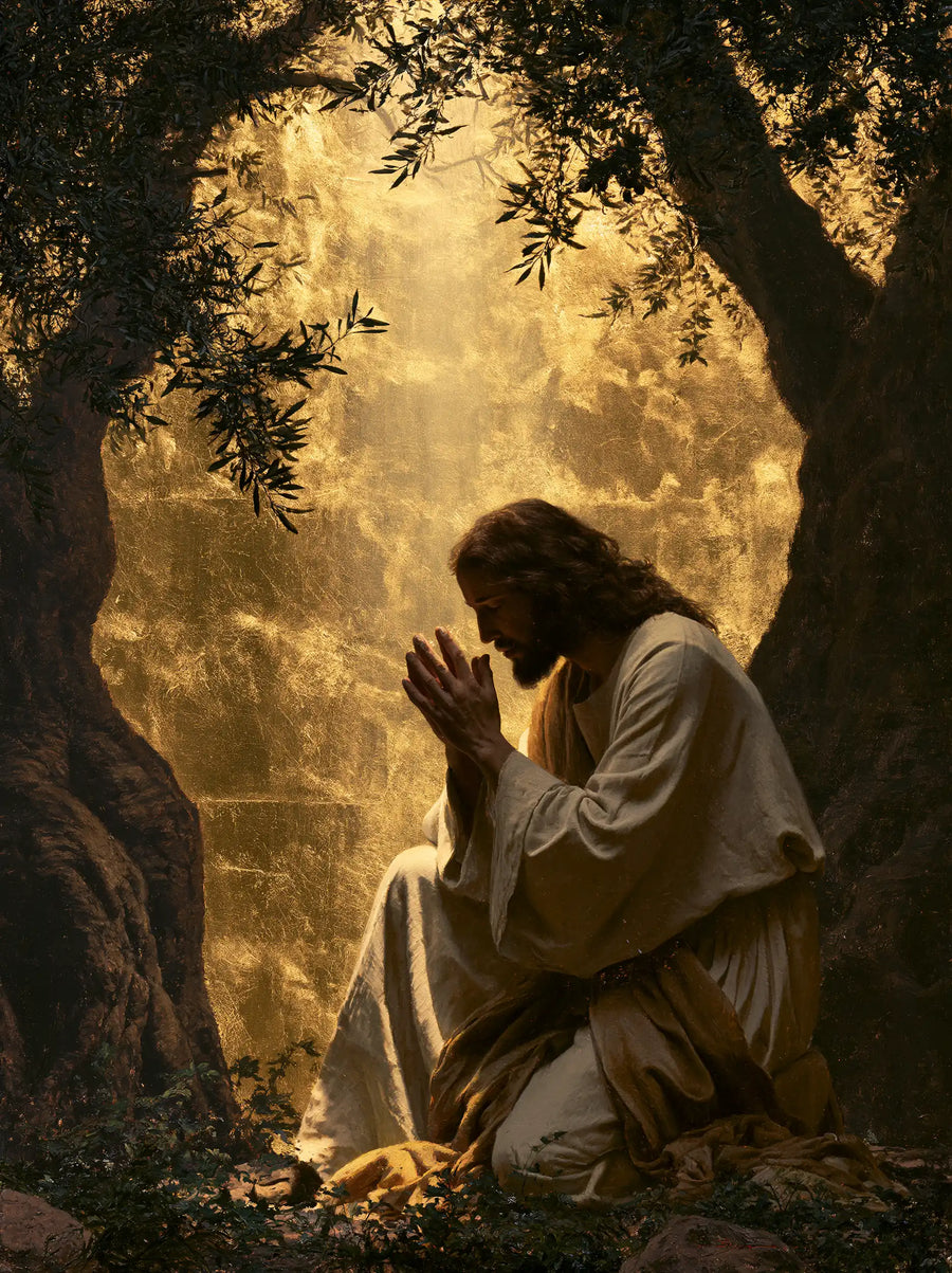 Jesus in Gethsemane — Reverence before the Amber Cascade