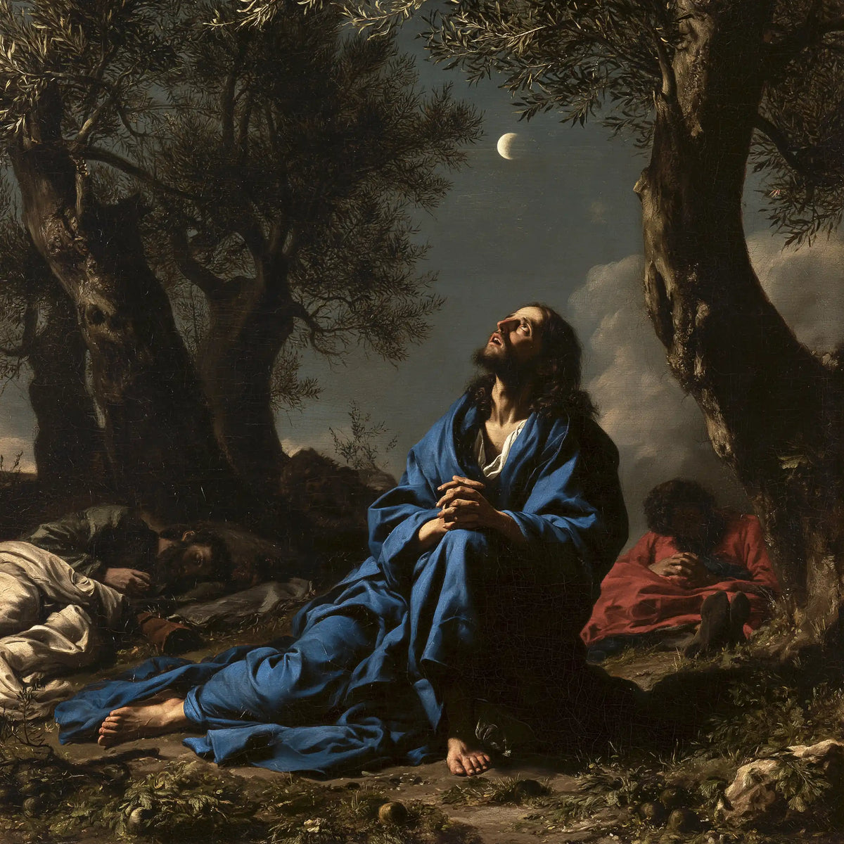 Jesus in Gethsemane — The Vigil beneath the Silver Crescent