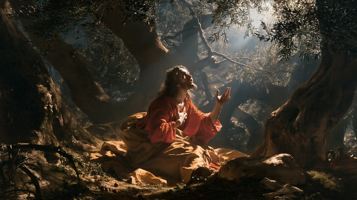 Jesus in Gethsemane — The Red Ascent in the Garden of Shadows