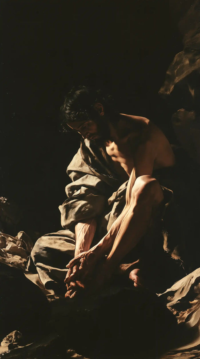 Jesus in the Desert - Caravaggio Tenebrism · Portrait n° 4