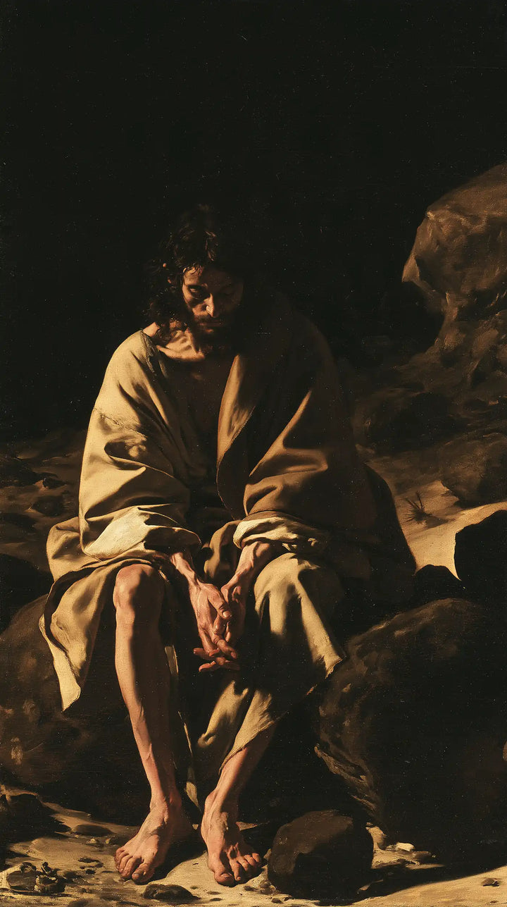Jesus in the Desert - Caravaggio Tenebrism · Portrait n° 10