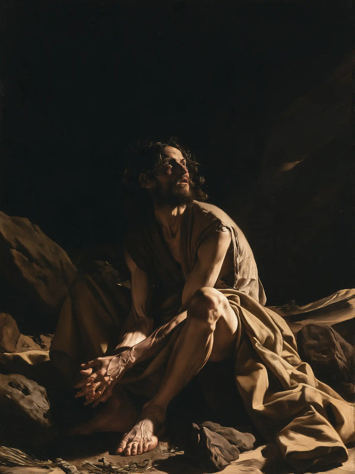 Jesus in the Desert - Caravaggio Tenebrism · Portrait n° 16