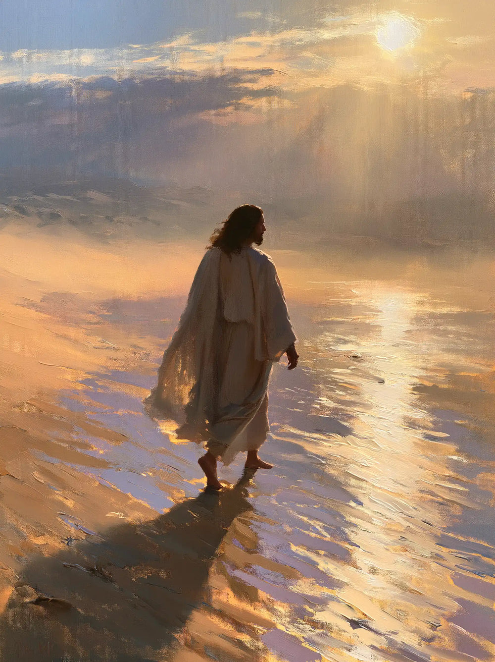 Jesus in the desert during the temptation in Impressionist style, portrait Christian artwork no. 20