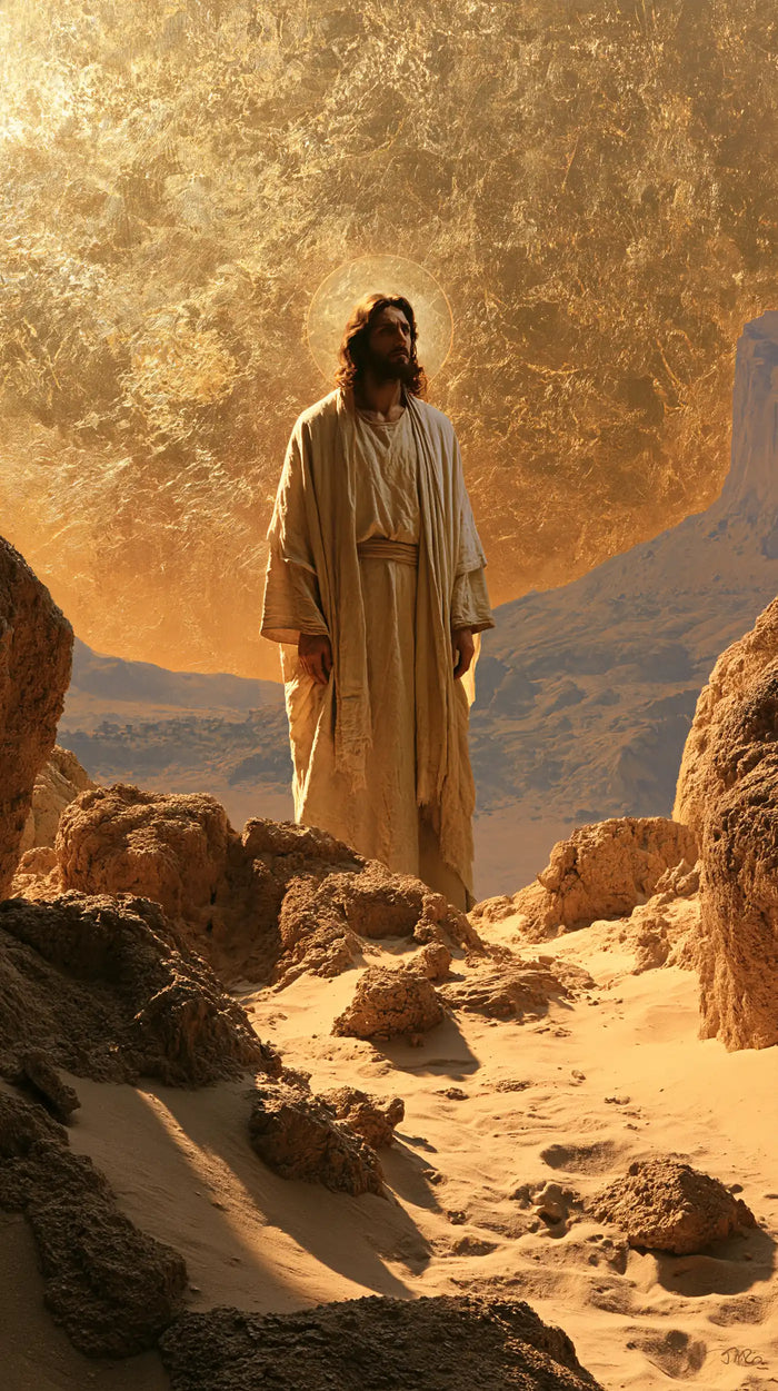 Jesus in the Desert — The Lifted Gaze in the Luminous Gorge