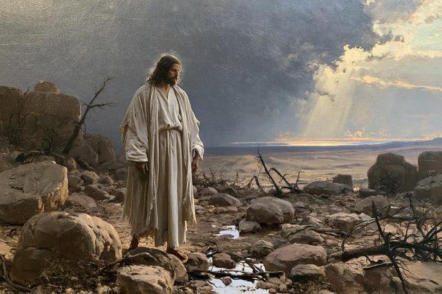 Jesus in the Desert — White Linen beside the Thread of Water