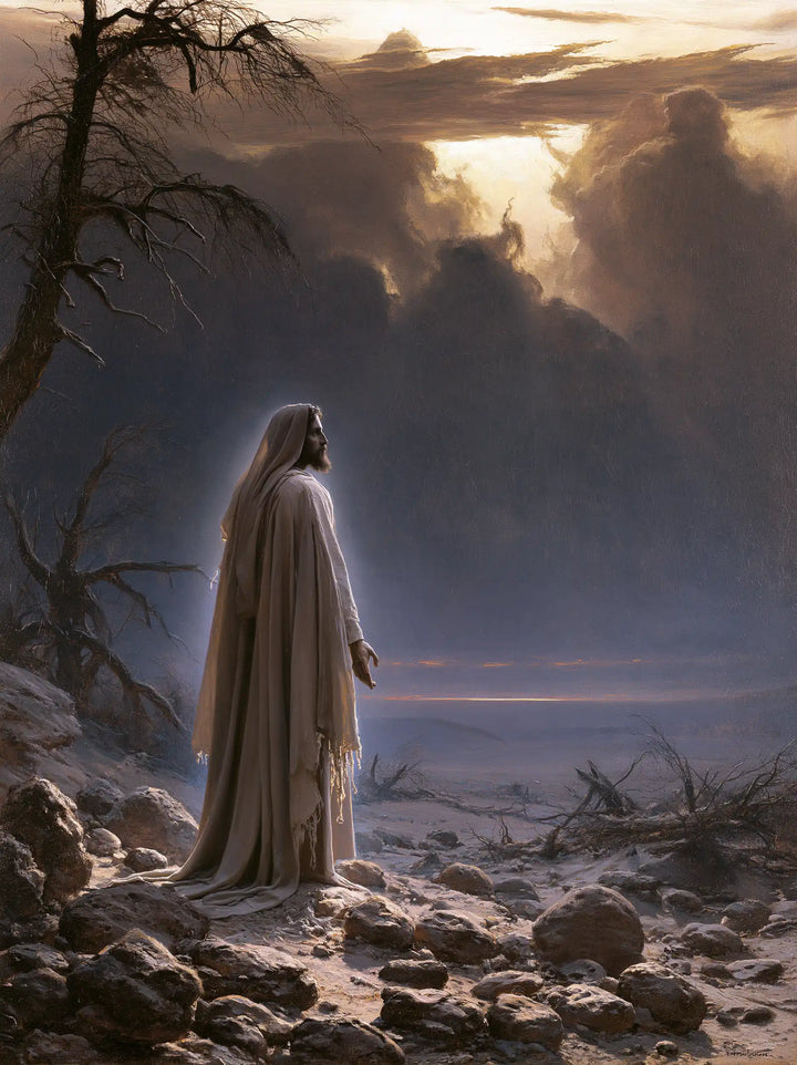 Jesus in the Desert — The Profile Turned toward the Copper Clouds