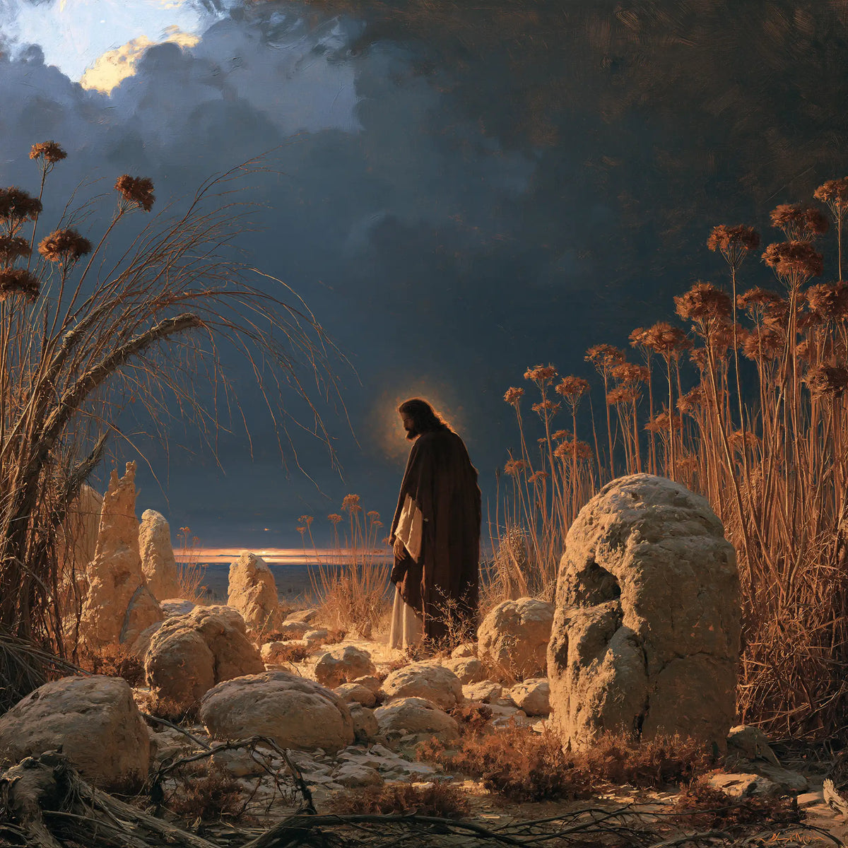 Jesus in the Desert — Tall Stems in the Desert Gold