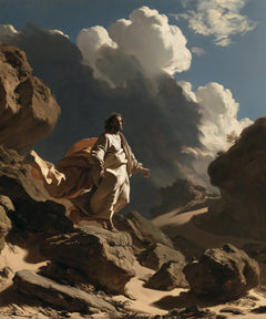 Jesus in the Desert — Linen and Ochre beneath the Mountain of Clouds