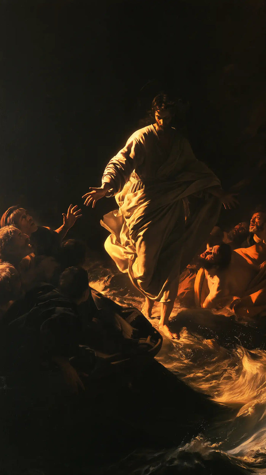 Jesus Walking on Water - Caravaggio Tenebrism · Portrait n° 5