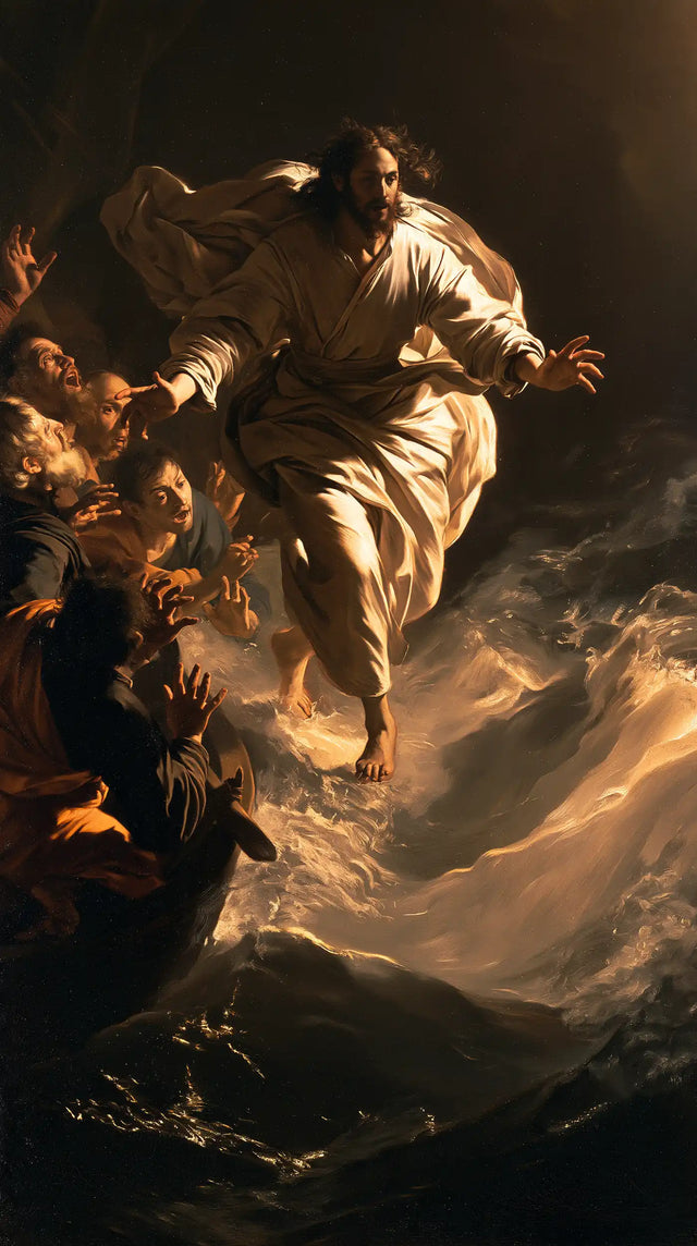 Jesus Walking on Water - Caravaggio Tenebrism · Portrait n° 17
