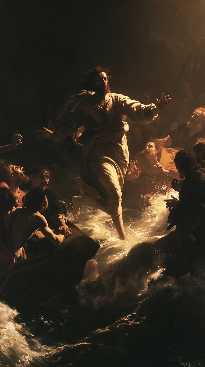 Jesus Walking on Water - Caravaggio Tenebrism · Portrait n° 20