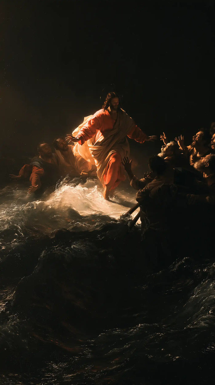 Jesus Walking on Water - Caravaggio Tenebrism · Portrait n° 22