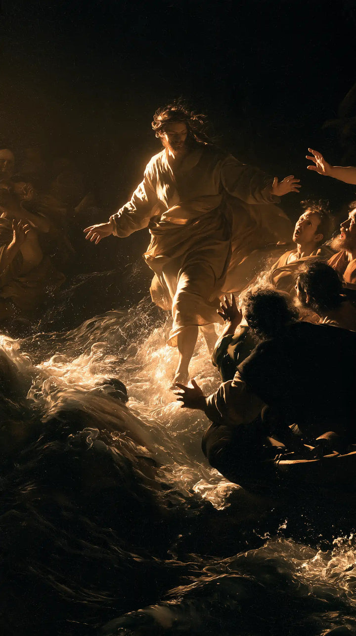 Jesus Walking on Water - Caravaggio Tenebrism · Portrait n° 24