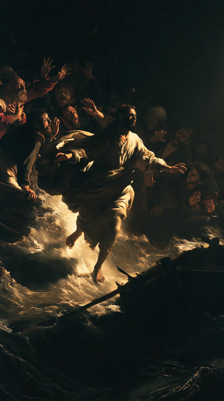 Jesus Walking on Water - Caravaggio Tenebrism · Portrait n° 25