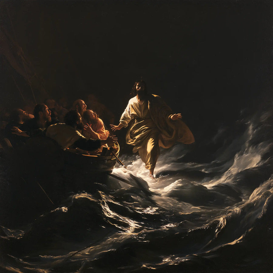 Jesus Walking on Water - Caravaggio Tenebrism · Square n° 4