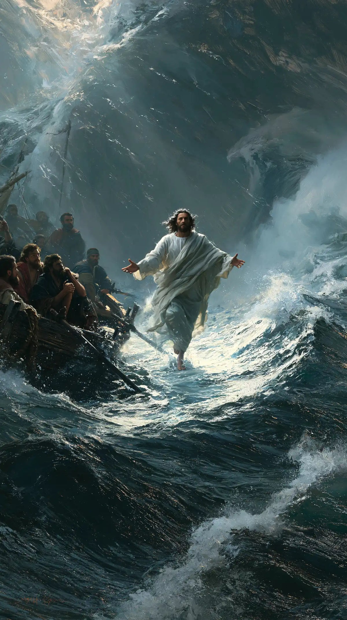 Jesus Walking on Water — Open Arms in the Blue Passage