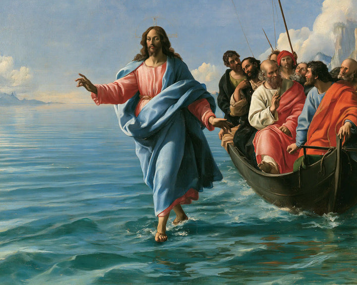 Jesus Walking on Water — Soft Blue upon Transparent Waters