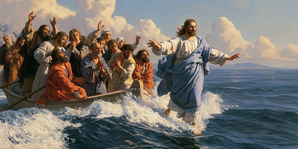 Jesus Walking on Water — Arms Spread before the Chorus of Gazes