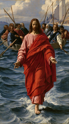 Jesus Walking on Water — Peaceful Red before the Masts