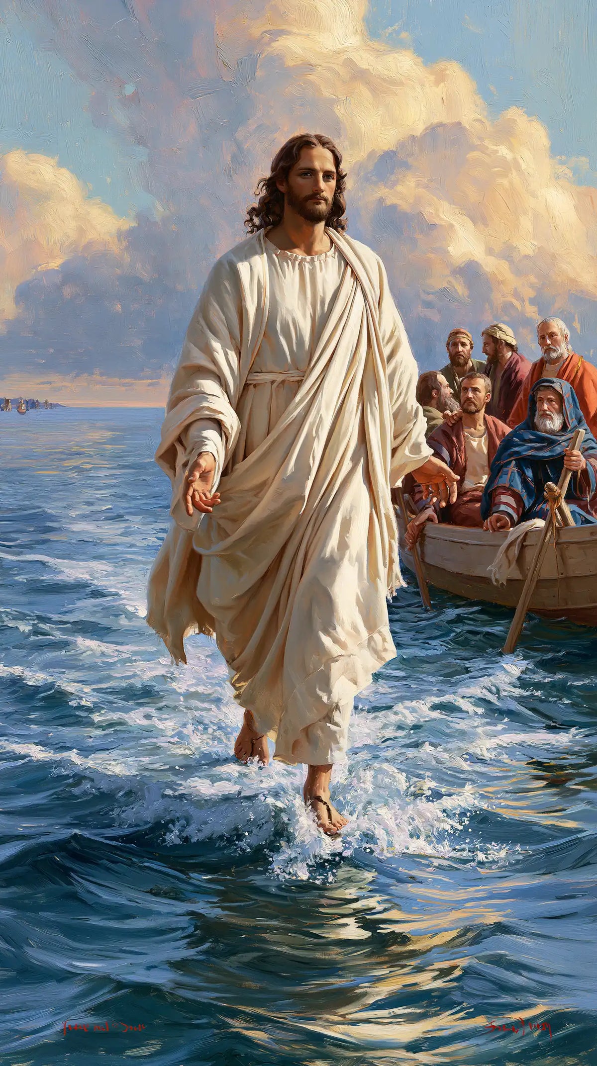 Jesus Walking on Water — Golden Linen upon Clear Waters