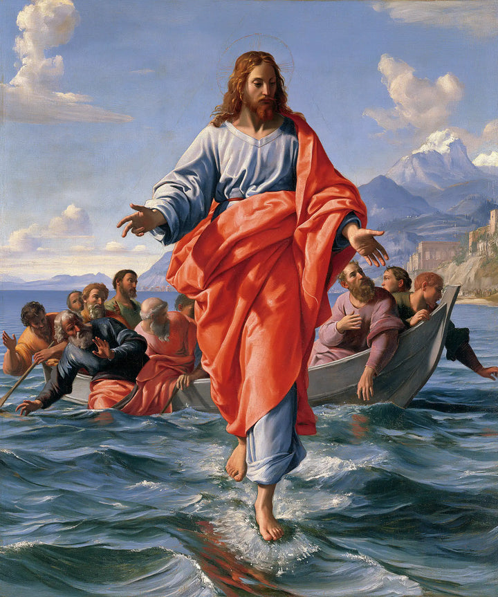 Jesus Walking on Water — The Red Reflection beneath the Mountains