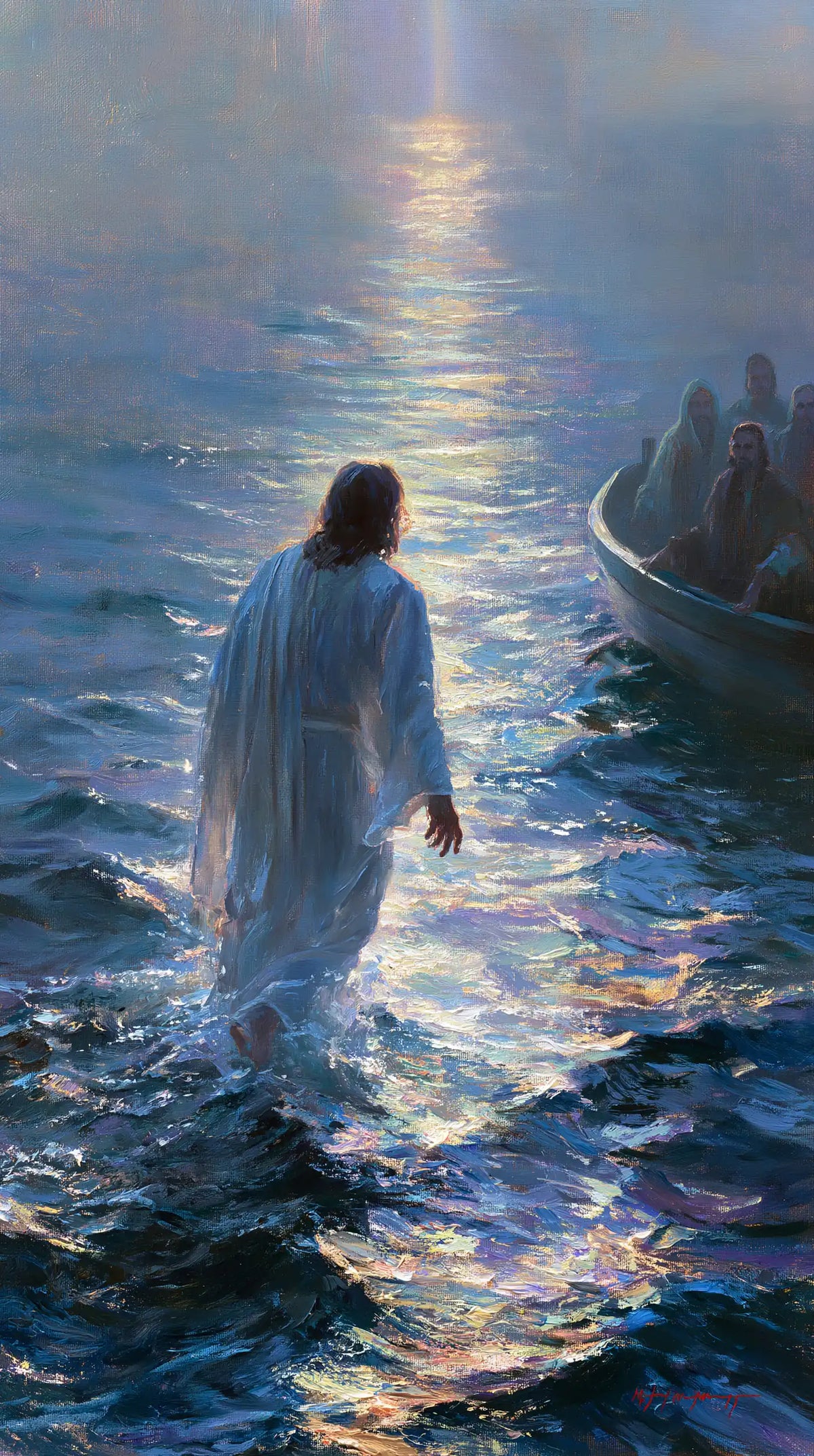 Jesus Walking on Water — The Pale Robe beside the Dark Hull