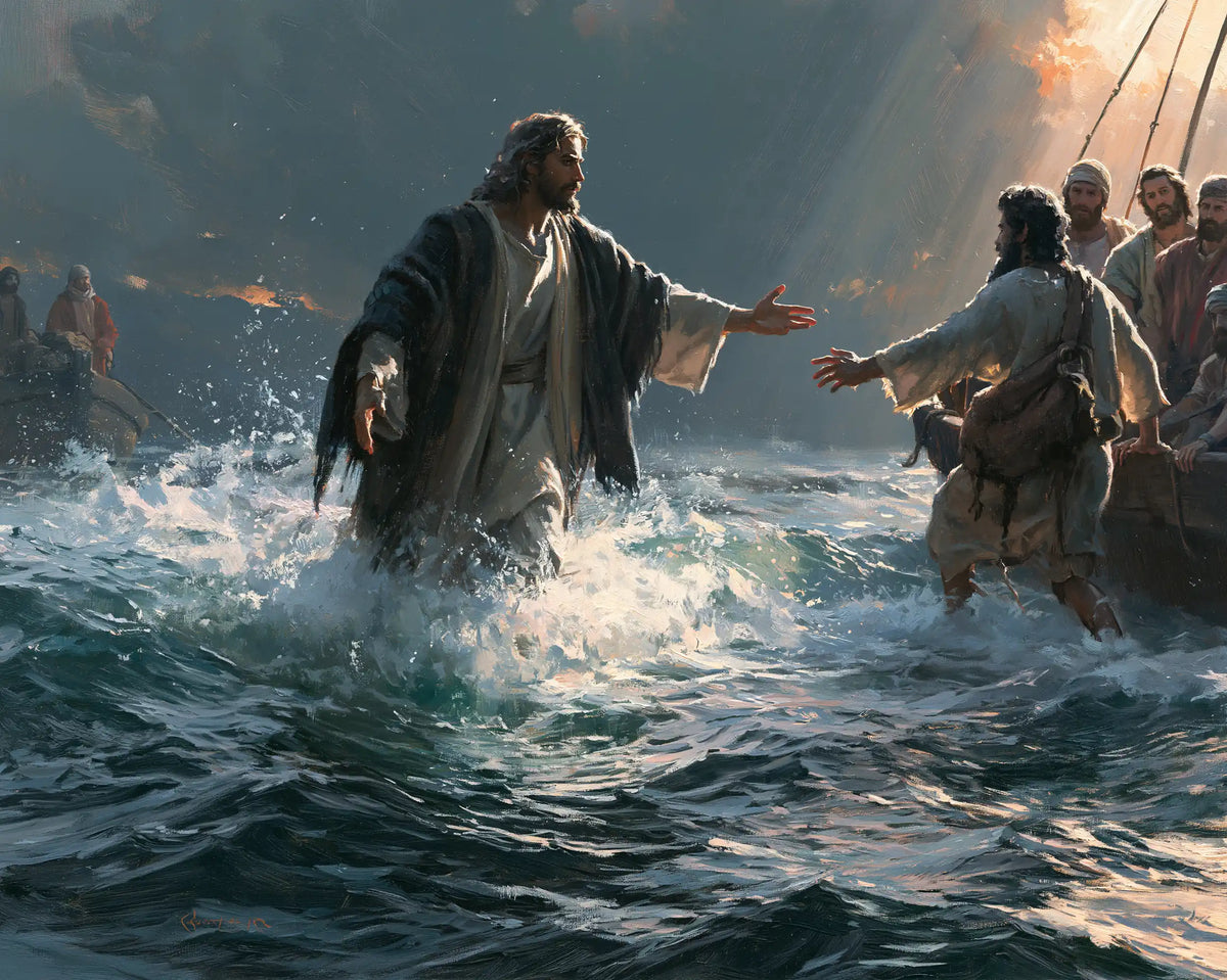 Jesus Walking on Water — The Meeting amid White Spray