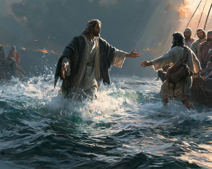 Jesus Walking on Water — The Meeting amid White Spray