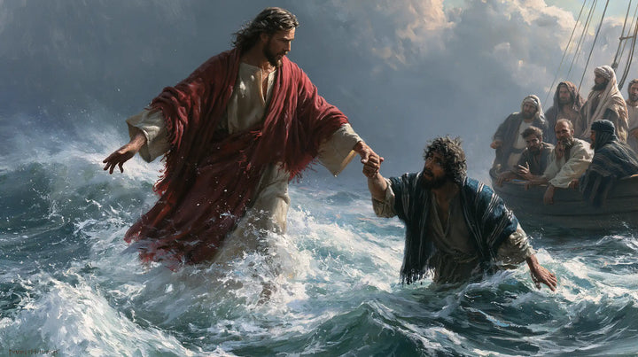 Jesus Walking on Water — The Red Cloak and the Rescued Wrist