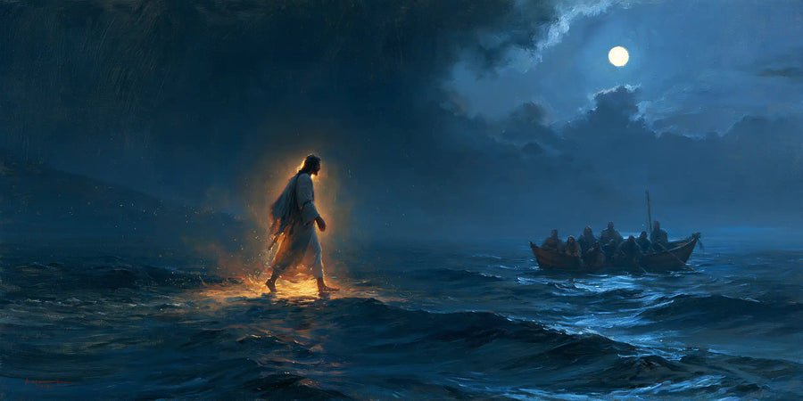 Jesus Walking on Water - Midnight Blue Chiaroscuro · Landscape n° 12