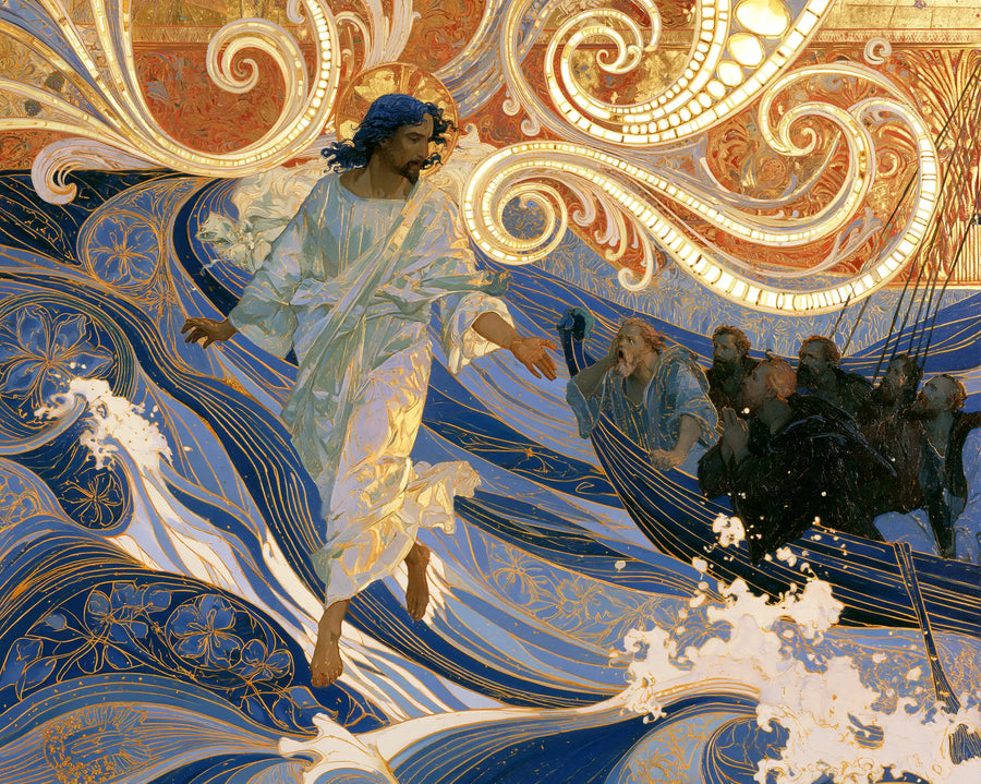 Jesus Walking on Water - Sacred Art Nouveau · Landscape n° 12