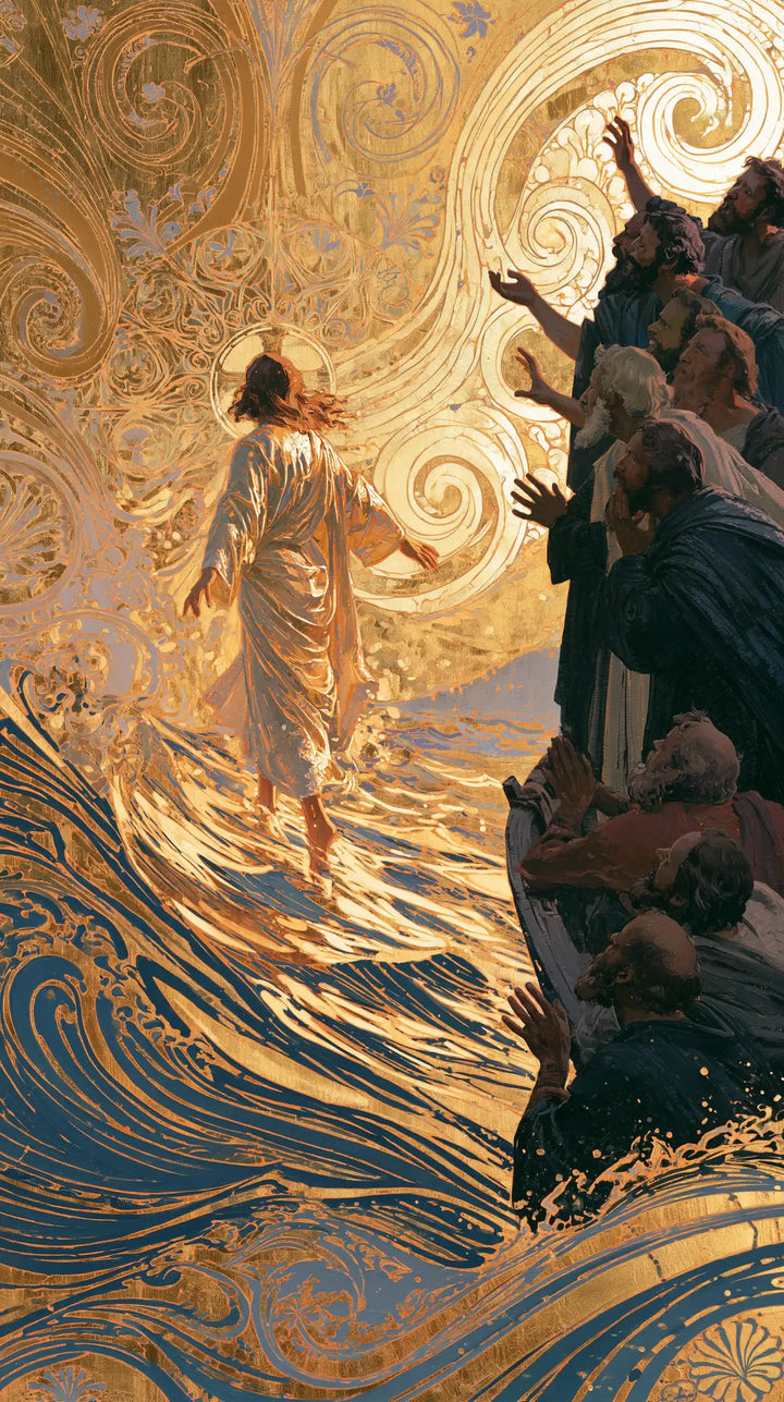 Jesus Walking on Water - Sacred Art Nouveau · Portrait n° 2