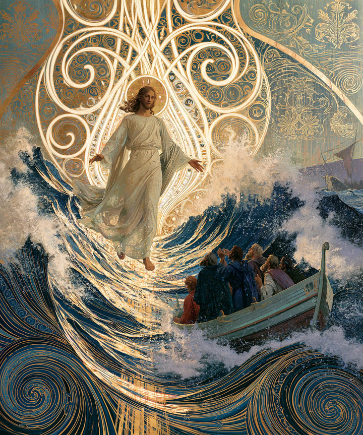 Jesus Walking on Water - Sacred Art Nouveau · Portrait n° 46