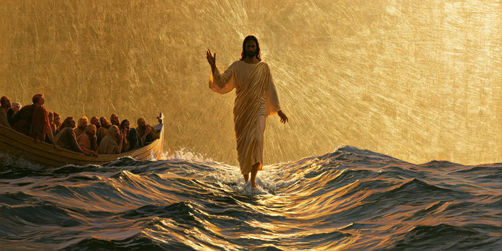 Jesus Walking on Water — Golden Silence around the Solitary Step