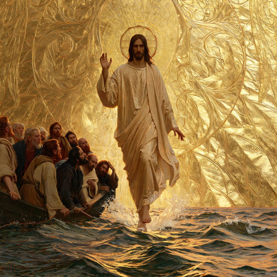 Jesus Walking on Water - Sacred Gold · Square n° 1