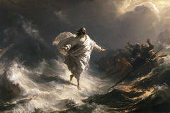 Jesus Walking on Water — Flying Linen beneath the Golden Clearing
