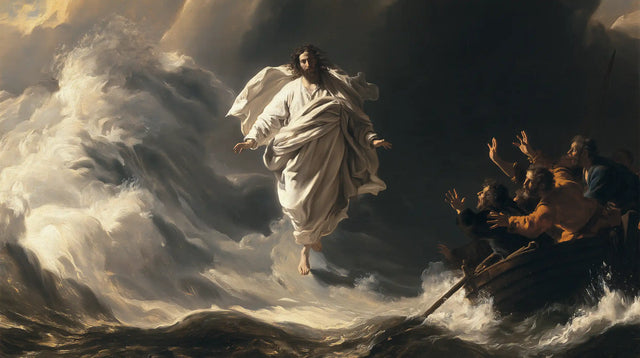 Jesus Walking on Water — Rising Linen before the White Wall