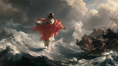 Jesus Walking on Water — The Red Cloth in the Breath of Spray
