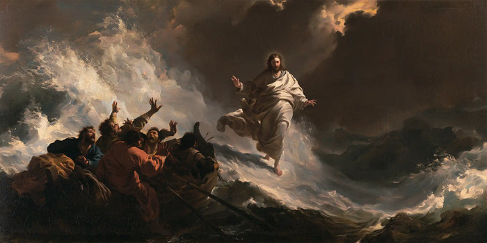 Jesus Walking on Water — Hands Reaching toward the Light