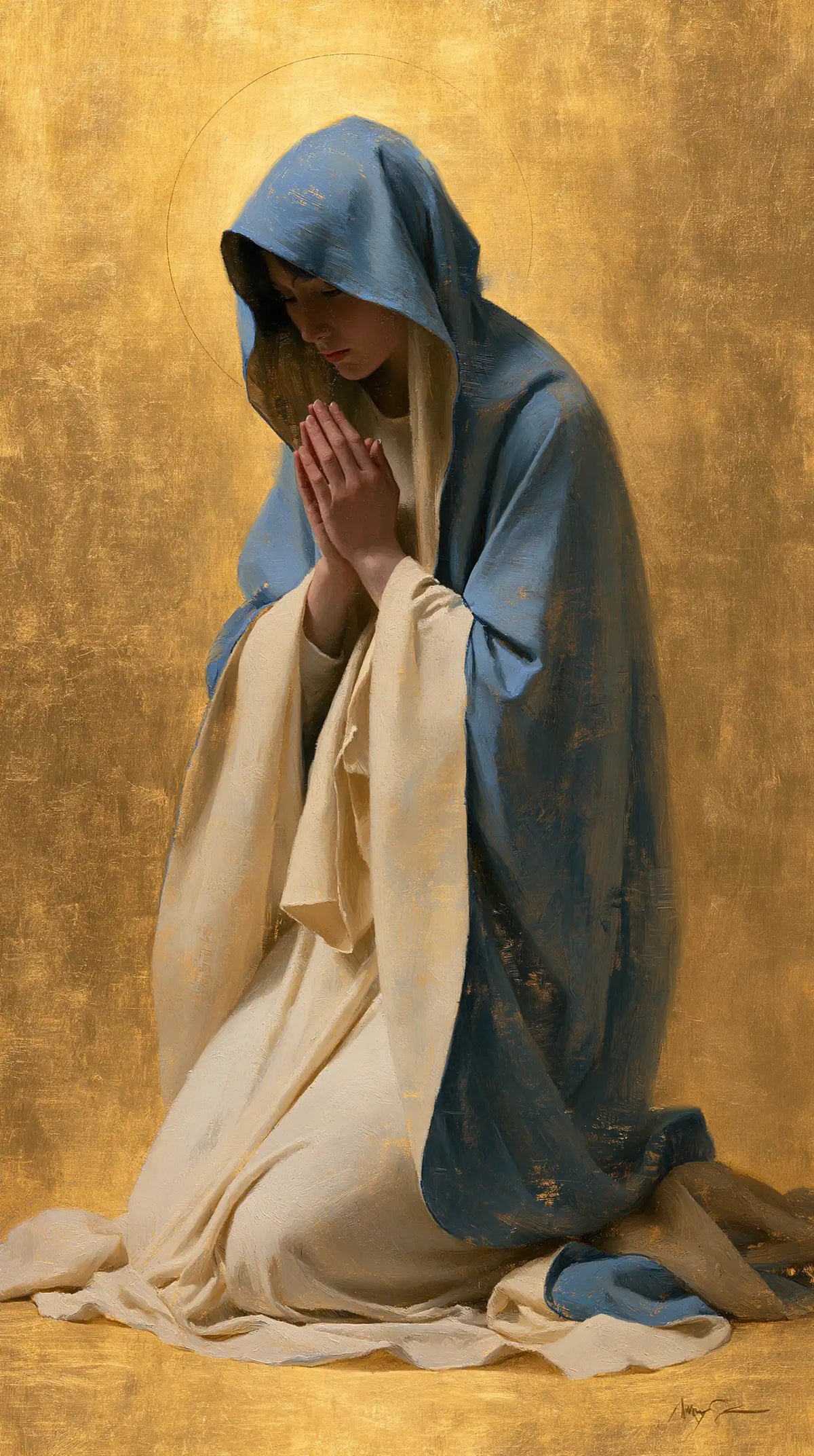 Virgin Mary in Prayer — The Cloak as Shelter