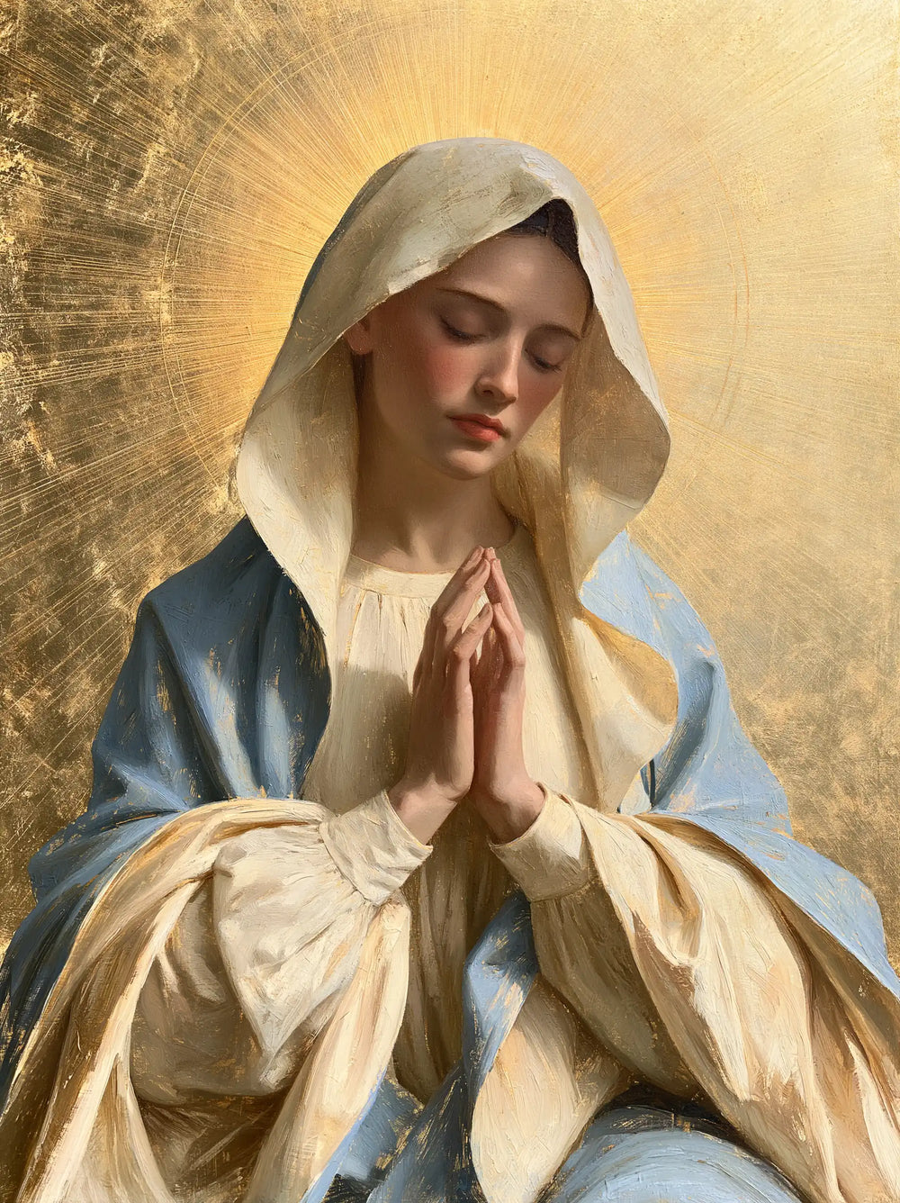 the Virgin Mary in prayer in Contemporary Byzantine style, portrait Christian artwork no. 13