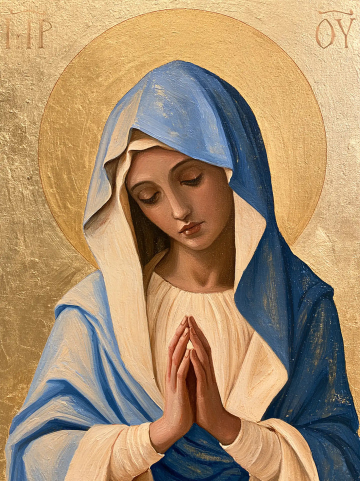 Virgin Mary in Prayer — Tenderness within the Golden Circle