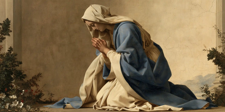 Virgin Mary in Prayer — Contemplation in Ochre Light