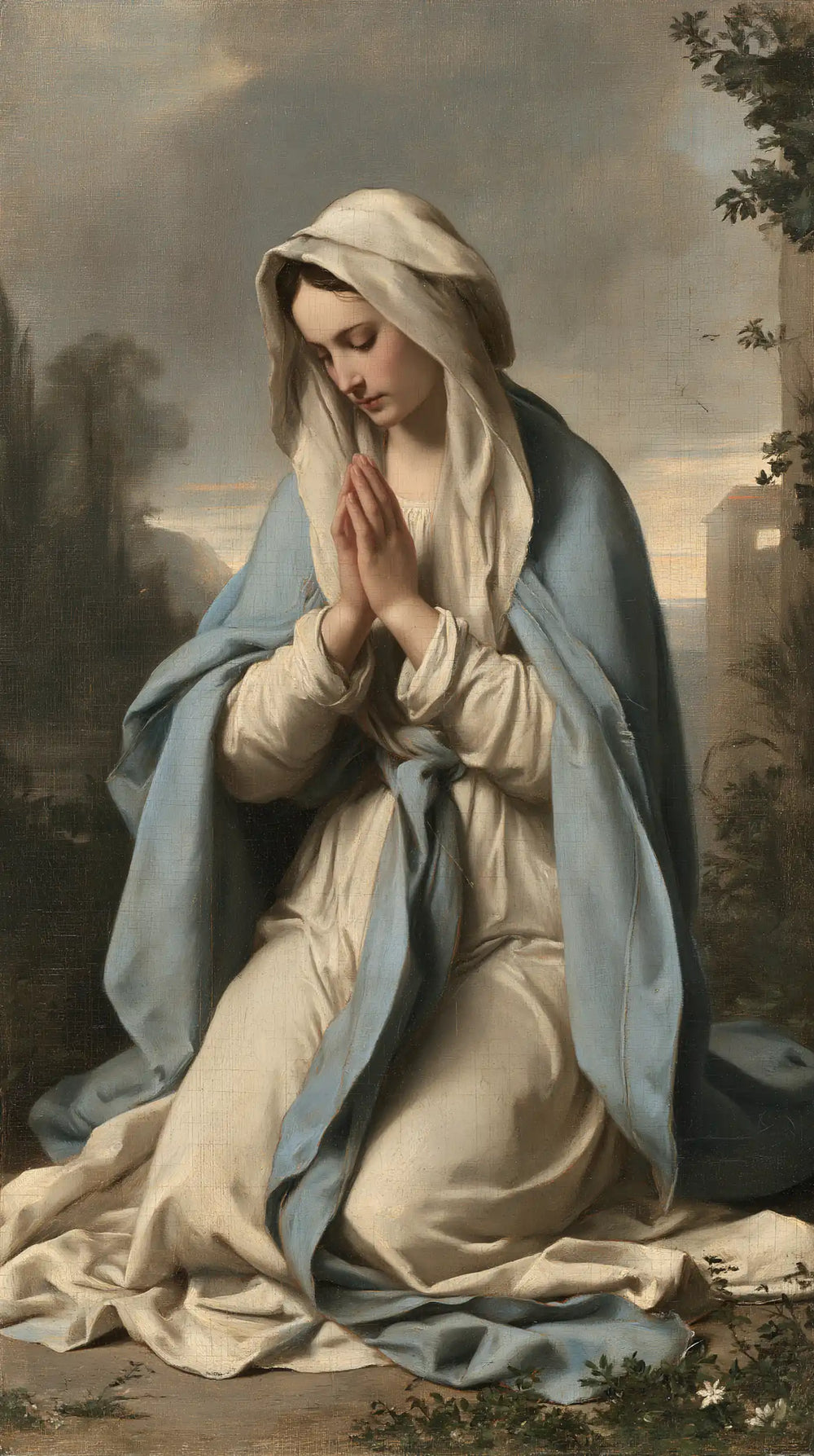 the Virgin Mary in prayer in Florentine Renaissance style, portrait Christian artwork no. 16