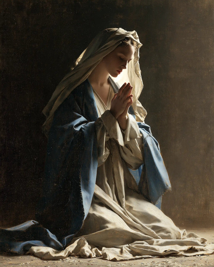 Virgin Mary in Prayer — The Profile in the Passage Light