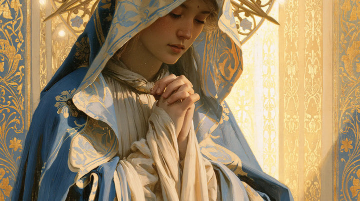 Virgin Mary in Prayer - Sacred Art Nouveau · Landscape n° 14