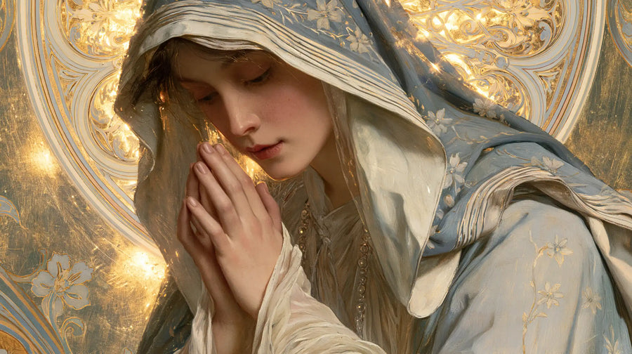 Virgin Mary in Prayer - Sacred Art Nouveau · Landscape n° 16