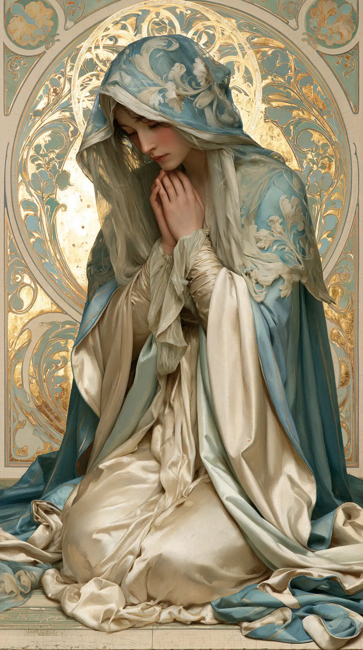 Virgin Mary in Prayer - Sacred Art Nouveau · Portrait n° 20